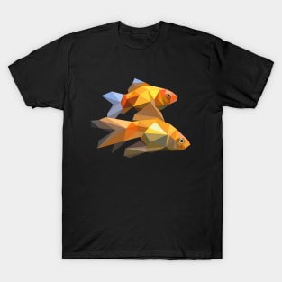 Goldfish in polygonal style. Geometric fish. A couple of fish T-Shirt